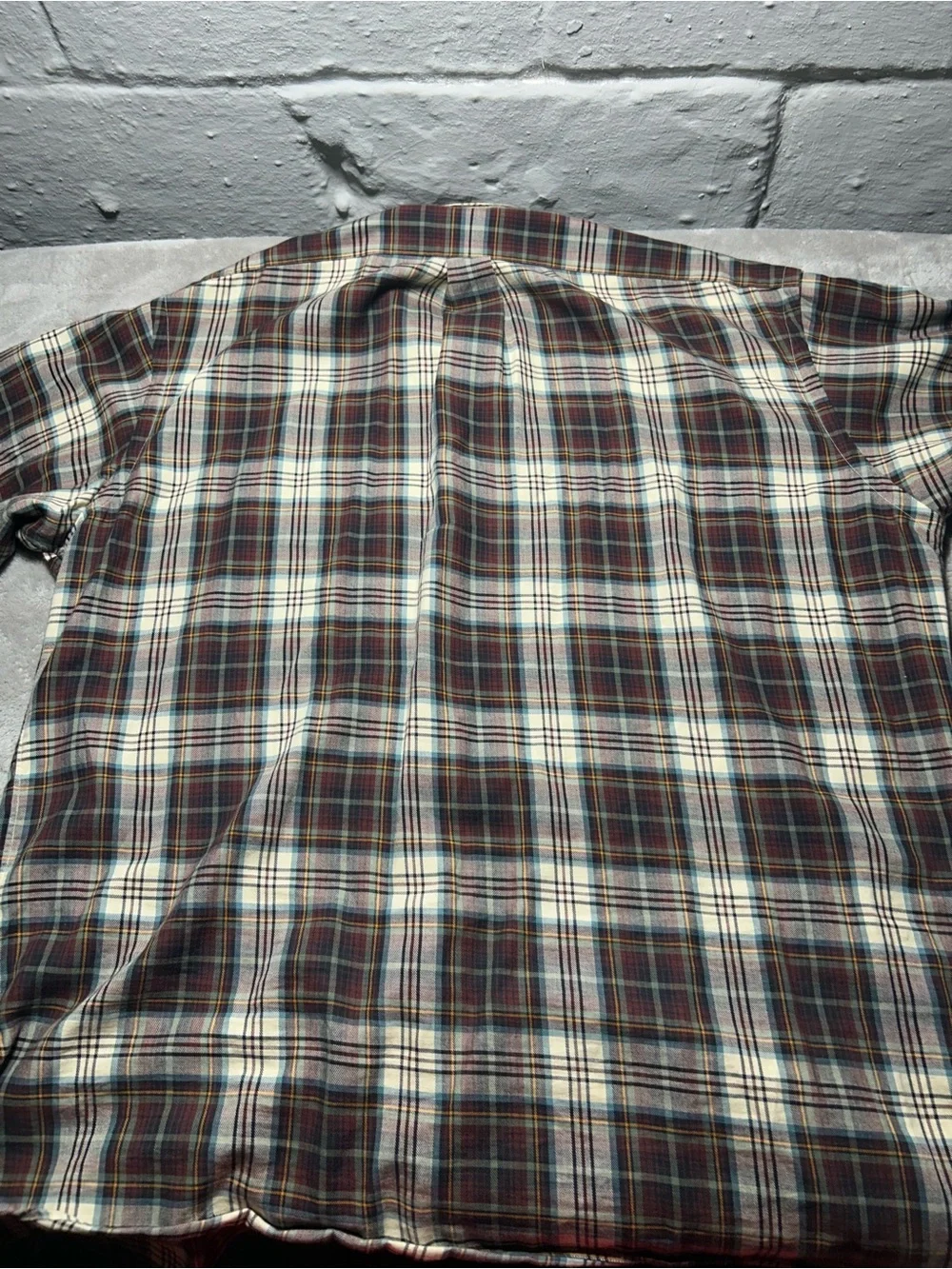 Ralph Lauren Men's XL Plaid Button-Down Shirt - Burgundy, Cream & Blue